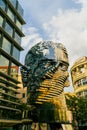 Vertical shot of the Head of Franz Kafka statue in Prague, Czech Republic Royalty Free Stock Photo