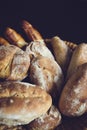 Vertical shot of a heap of freshly baked bread