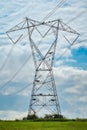 Vertical shot of a high transmission tower in the Point of Rocks Maryland area, USA