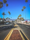 Vertical shot of a highway on a sunny day, Santa Barbara, California Royalty Free Stock Photo