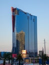 Vertical shot of the Hilton Grand Vacations Club on the Las Vegas Strip