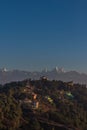 Vertical shot of the Himalayas mountains in the background of Nagarkot Royalty Free Stock Photo