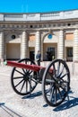 Vertical shot of a historic cannon near the Royal Palace in Stockholm, Sweden