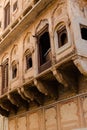 Vertical shot of the historic decorated Mandawa Haveli with paintings in Rajasthan India