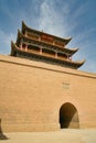 Vertical shot of the historic Jiayuguan fortress at the west end of the Ming dynasty