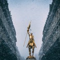 Vertical shot of the historic Joan of Arc statue in Paris, France Royalty Free Stock Photo