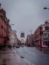 Vertical shot of the historic Liverpool Metropolitan Cathedral near the road in the UK