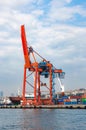 Vertical shot of the historic Port of Haydarpasa cargo seaport in Istanbul, Turkey