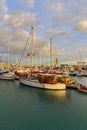 Vertical shot of the historic ship Starbuck in Ramsgate Royal Harbor in the United Kingdom