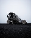 Vertical shot of the historic Solheimasandur plane wreckage in Iceland