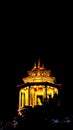 Vertical shot of the illuminated Kek Lok Si Buddhist Temple in Penang against the black night sky Royalty Free Stock Photo