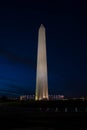 Vertical shot of the illuminated Obelisk with the dark blue sky in the background Royalty Free Stock Photo