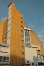 Vertical shot of an imposing golden facade of the Berlin Philharmonic Hall in Berlin, Germany Royalty Free Stock Photo