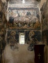 Vertical shot of the inner wall of the Church of the Holy Mother of God in Donja, Kamenica, Serbia