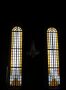 Vertical shot of the inside of an old building with ancient windows in Karabagh Royalty Free Stock Photo