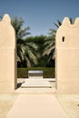 Vertical shot of the interior of the famous Qasr Al Muwaiji fort in UAE on a sunny day