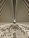 Vertical shot of the interior of the Oculus at the World Trade Center in NYC, United States
