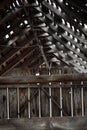 Vertical shot of an interior of an old barn in the farm Royalty Free Stock Photo