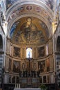 Vertical shot of the Interior of Pisa Cathedral with biblical scenes -