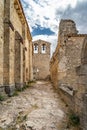 Vertical shot of the interior of the ruins of Ermita de San Frutos chapel in Segovia, Spain