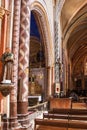 Vertical shot of the interior of the Saint Maur church in Martel, Lot, France