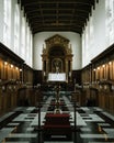 Vertical shot of the interior of the Trinity College in Cambridge, England