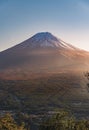 Vertical shot of Japan, Mount Fuji, under the blue sky Royalty Free Stock Photo