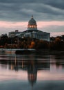 Vertical shot of Jefferson City state capital and the Missouri River in Missouri, United States Royalty Free Stock Photo