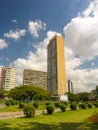 Vertical shot of the JK Building in Raul Soares Square in the city of Belo Horizonte, Brazil