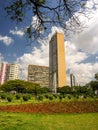 Vertical shot of the JK Building in Raul Soares Square in the city of Belo Horizonte, Brazil
