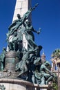 Vertical shot of the Julio de Castilhos Monument in downtown Porto Alegre, Rio Grande do Sul, Brazil Royalty Free Stock Photo