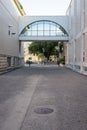 Vertical shot of Kavanagh Courtyard at Brandon University. Manitoba, Canada.