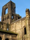 Vertical shot of Kirkstall Abbey ruins under blue sky in  Leeds, England Royalty Free Stock Photo