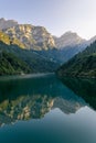 Vertical shot of a lake in Lago della Stua, Canzoi Valley, Italy