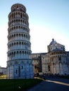 Vertical shot of the Leaning Tower of Pisa under the sunlight in Pisa, Italy