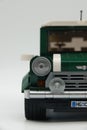 Vertical shot of the Lego Mini Cooper 10242, half car visible