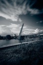 Vertical shot of the Lekki - Ikoyi Link Bridge over a river in Nigeria