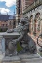 Vertical shot of a lion statue in Frederiksborg Castle, Copenhagen, Denmark