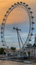 Vertical shot of the London eye at sunset in the United Kingdom Royalty Free Stock Photo