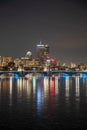 Vertical shot of the Longfellow Bridge with the background of the cityscape of Boston Royalty Free Stock Photo
