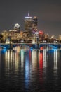 Vertical shot of a the Longfellow Bridge with the background of the cityscape of Boston Royalty Free Stock Photo