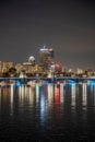 Vertical shot of the Longfellow Bridge with the background of the cityscape of Boston Royalty Free Stock Photo