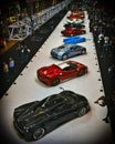 Vertical shot of a lot of supercars at the Royal Exhibition Building, Melbourne, Australia Royalty Free Stock Photo