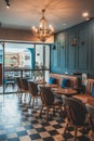 Vertical shot of the luxurious interior of a cafe bakery in Ho Chi Minh City, Vietnam