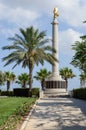 Vertical shot of the Maltese Falcon on the head of war memorial monument, Valletta, Malta Royalty Free Stock Photo