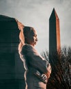 Vertical shot of the Martin Luther King Memorial ner the Washington Monument Royalty Free Stock Photo