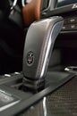 Vertical shot of a Maserati Levante automatic gearshift in a car
