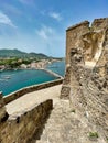 Vertical shot of medieval Aragonese Castle of Ischia in Italy Royalty Free Stock Photo