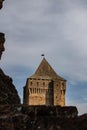 Vertical shot of a medieval Bac fortress under a cloudy sky in Bac, Serbia Royalty Free Stock Photo