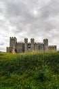 Vertical shot of a medieval Castle of Obidos in Portugal on a rainy day Royalty Free Stock Photo